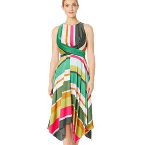 Maggy London Pop Party striped midi asymmetrical dress size 2